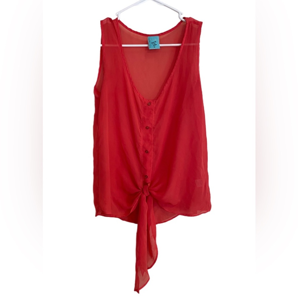 H.i.p. Women’s Sheer Sleeveless Top Coral Medium